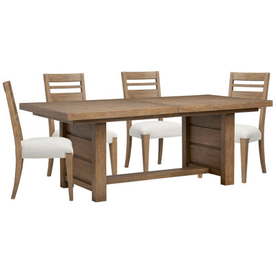 Table de salle à manger extensible à tréteaux avec 4 chaises d'appoint