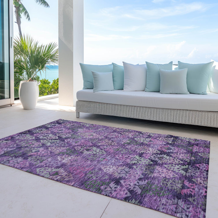 Machine Washable Indoor/Outdoor Claudian ACN1637 Eggplant Rug