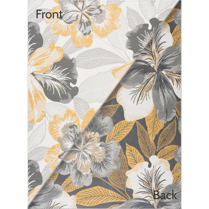 Tapis intérieur / extérieur en polypropylène tissé à plat réversible Zulema - crème , Rectangle 2 pi x 3 pi