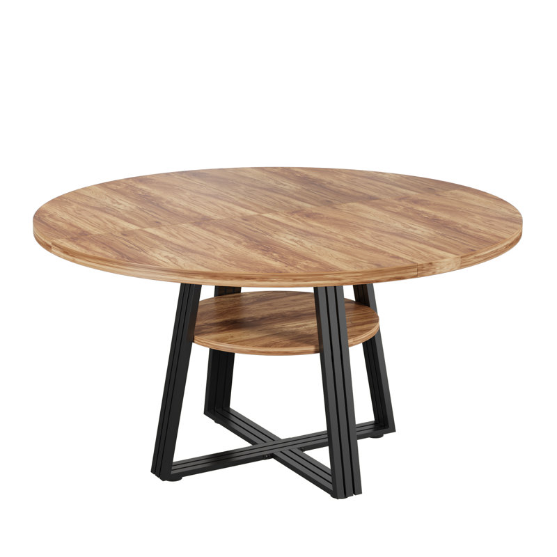 Table de salle à manger ronde pour 4 à 6 personnes, table de cuisine de ferme avec rangement, tables de salle à manger circulaires pour la cuisine et la salle à manger