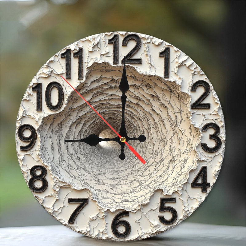 Horloge murale unique en forme de tunnel craquelé