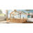 Queen Size Floor Bed With Guardrails And Roof, Kids House Floor Bed With A Small Built-In Tray And Free-Installed Signboard-1747303524-1747303577