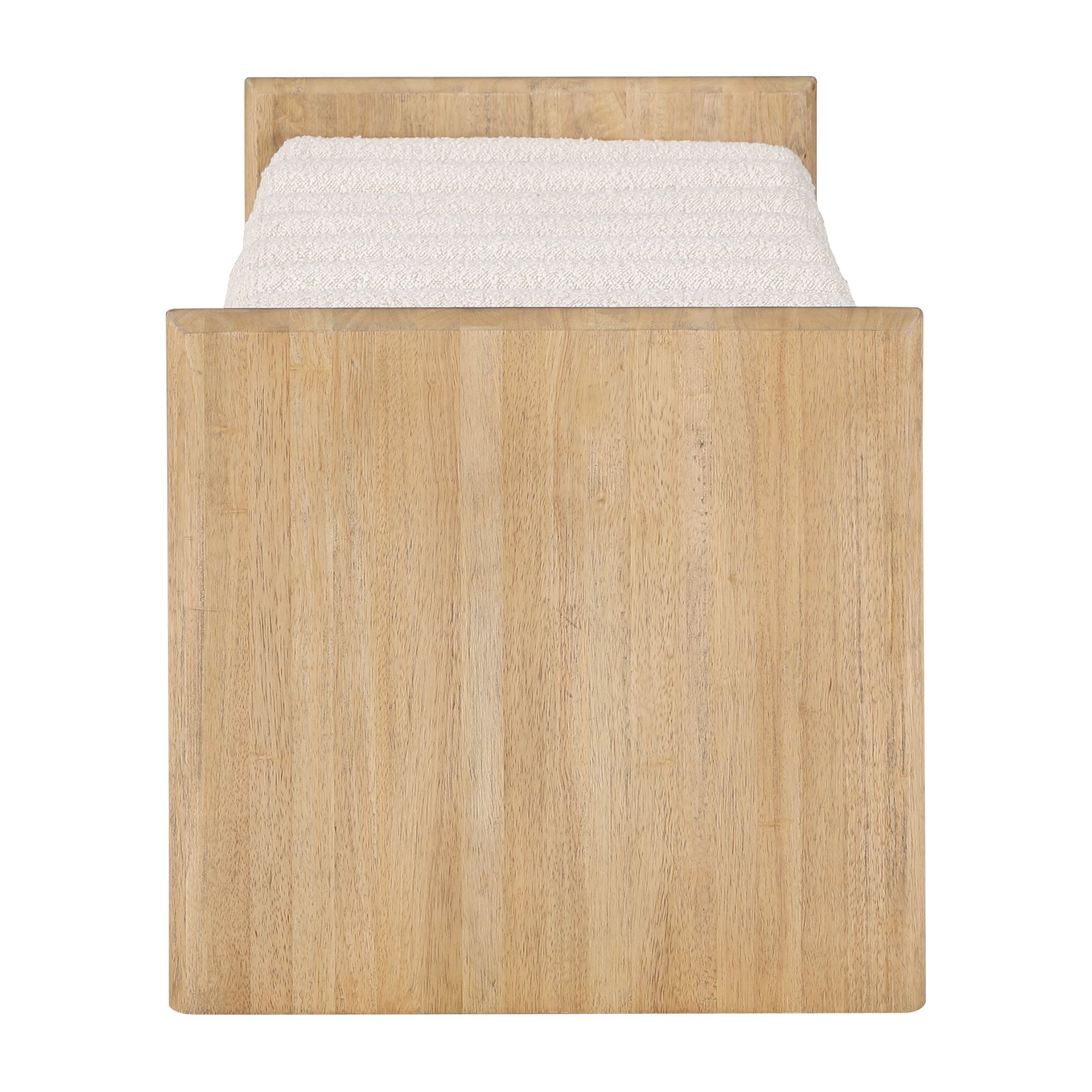 Reeves Boucle Wood Bench, Cream Boucle Fabric / Natural Finish, 18" H x 52" W x 19" D