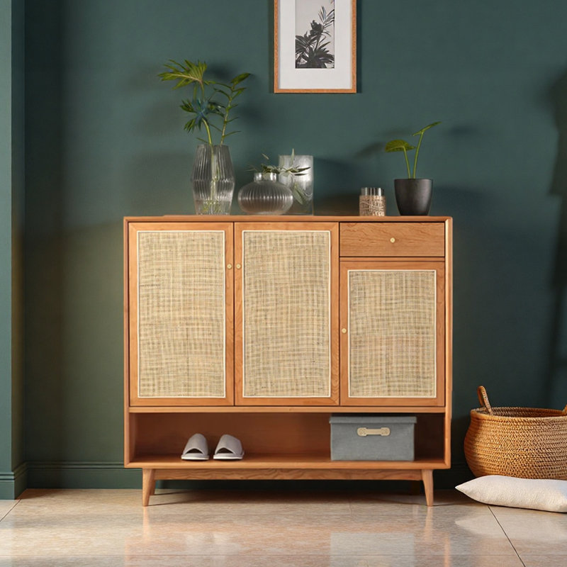 Nordic style vintage storage shoe cabinet, Brown