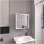 Armoire à pharmacie avec miroir, une porte avec quatre tablettes intérieures pour la salle de bain, cuisine blanche-1800121463