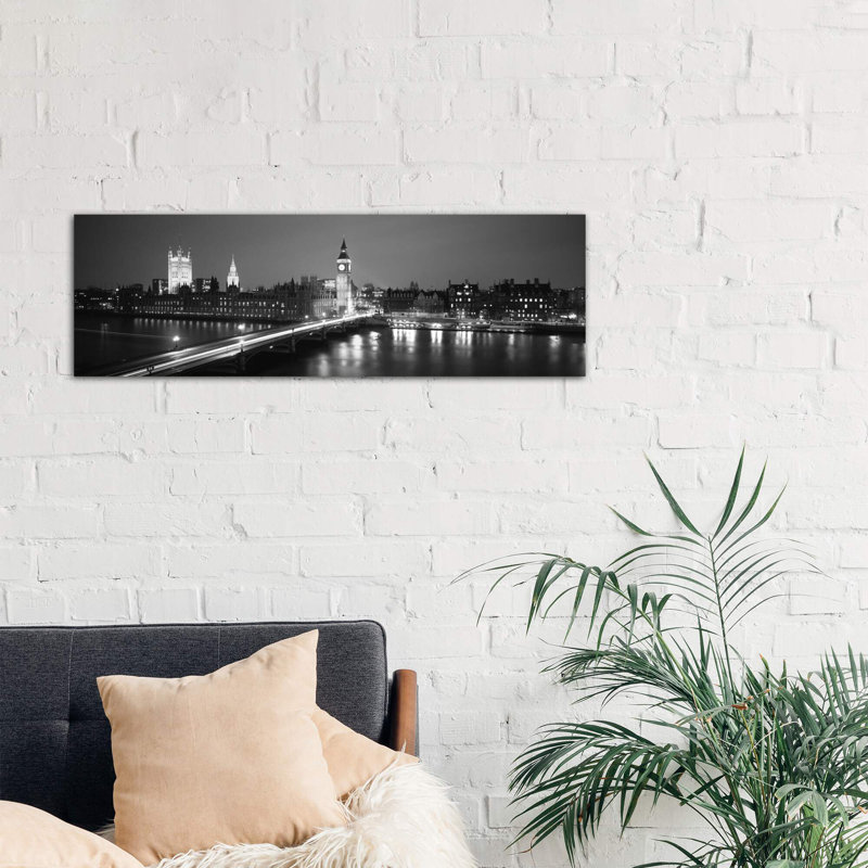 England, London, Parliament, Big Ben - No Frame Panoramic Print on Canvas, 30.48 cm H x 91.44 cm W x 1.91 cm D