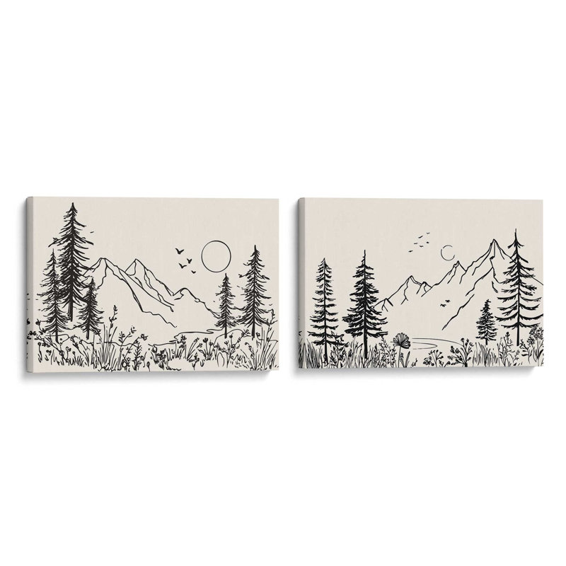 Whispers of Pines v2, ensemble de 2 impressions, 8 po x 12 po, Toile tendue