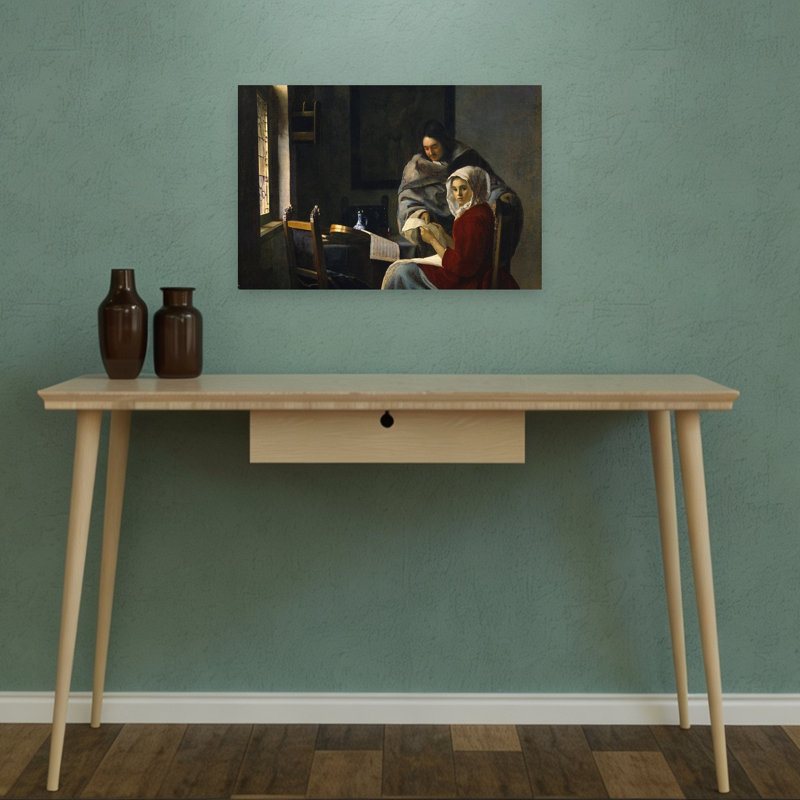 Girl Interrupted At Her Music, C.1658-69 Traditional Abstract Contemporary Wall Art Print 1 Piece Wrapped Canvas Wall Art