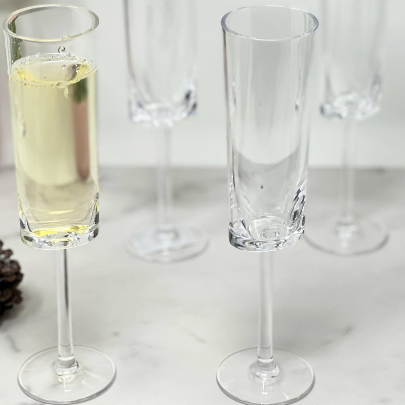 Ensemble de 4 flûtes à champagne ovales en plastique ovales Halo, 4 verres à champagne en plastique incassables