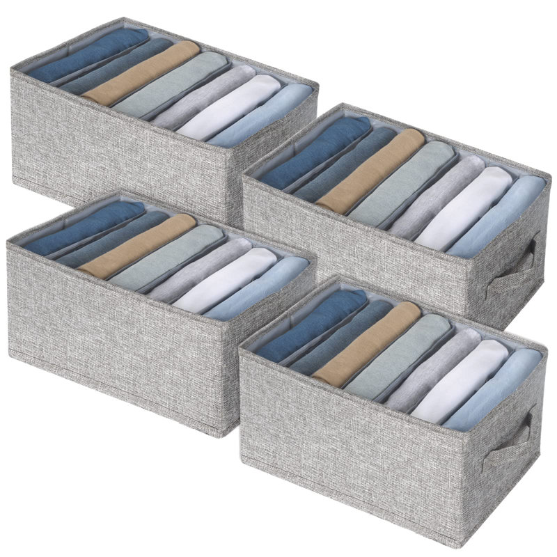 4Pcs Wardrobe Clothes Organizer With Support Board Closet Organizers And Storage 7 Grids Divider Drawer Organizers Washable Compartment Storage Bins