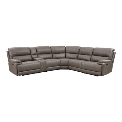 Kantu Brown Synthetic Leather Motion Sectional Sofa