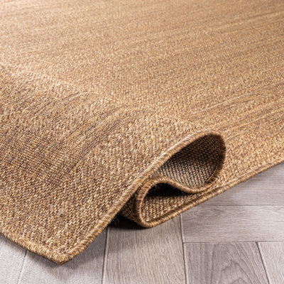 Border Natural/Jute Easy-Care Indoor/Outdoor Flat Woven Area Rug