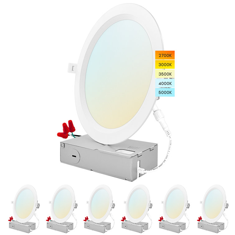 8" Ultra Thin Selectable CCT New Construction IC LED Canless Recessed Lighting Kit