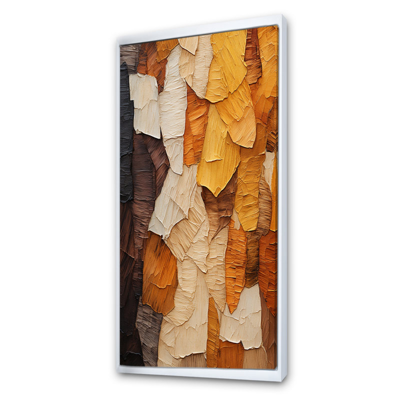 Essence d'arbre jaune - art mural arbre, Cadre flottant blanc, H 60 po x l 28 po x P 1,5 po