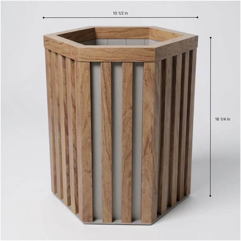 Hexagon Column Planter SM - Medium Brown, Chestnut, 16.25" H x 9.13" W x 10.5" D
