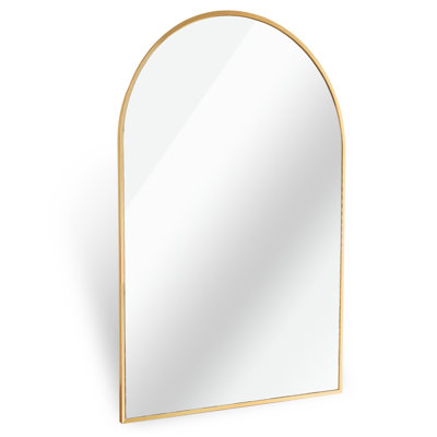Gold Metal Framed 24x36 Inch Arched Bathroom Wall Mirror - Glass, Rust Aluminum, Shatterproof Film Added For 4mm Installation Guide