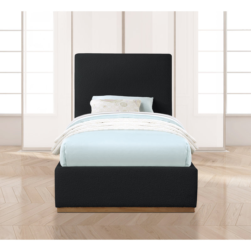 Lit en tissu Monaco Piero Boucle, Simple, Tissu bouclé noir