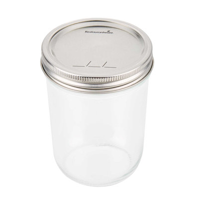  Mason Jar - 60 Count - Vetri 15 oz Glass Mason Jar, Wide Mouth, Smooth Sided, Includes Lid and Band - Canning Containers Ideal For Kitchen, For Food Storage, Clear