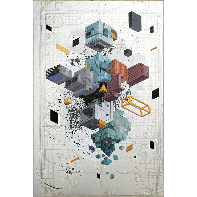 Tapis décoratif à motifs géométriques modernes Modern, Sous-tapis rond 3 pi 3 po inclus