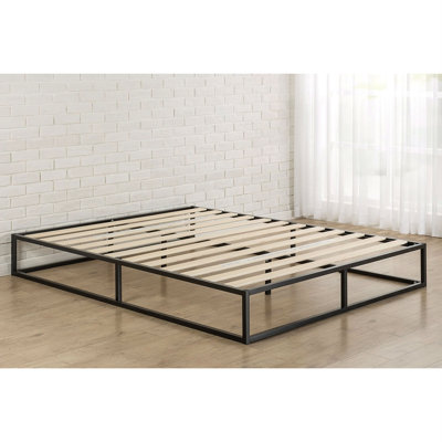 King Size Modern 10-Inch Low Profile Metal Platform Bed Frame With Wood Slats -  Latitude Run®, 6A170896A1AF4B2E84BC105334F8E86A