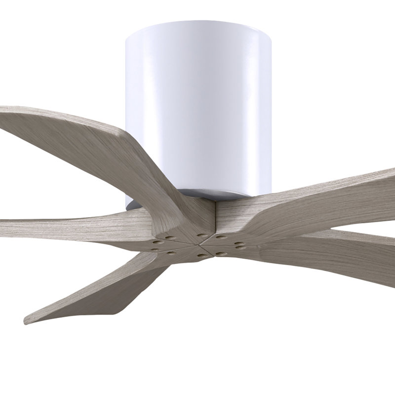 60" Irene 5-Blade Hugger Ceiling Fan with Wall Remote, 42", Matte Black, Gray Ash
