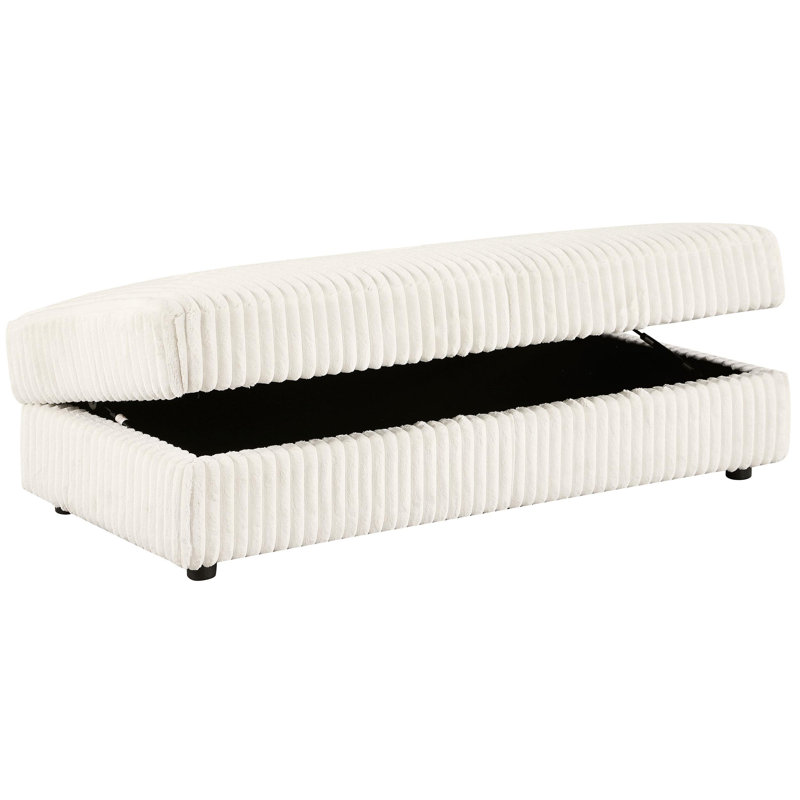 Repose-pieds rembourré rectangulaire avec rangement ivoire