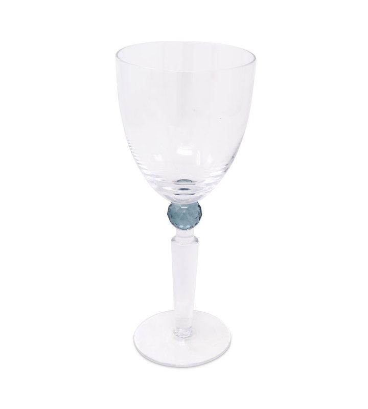 6 verres à vin sur pied avec diamant fumé, Bleu