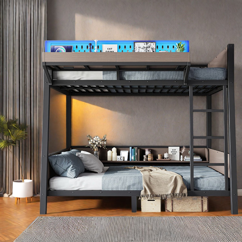 Lits avec rangement, lit superposé simple en bois aggloméré pour petites pièces