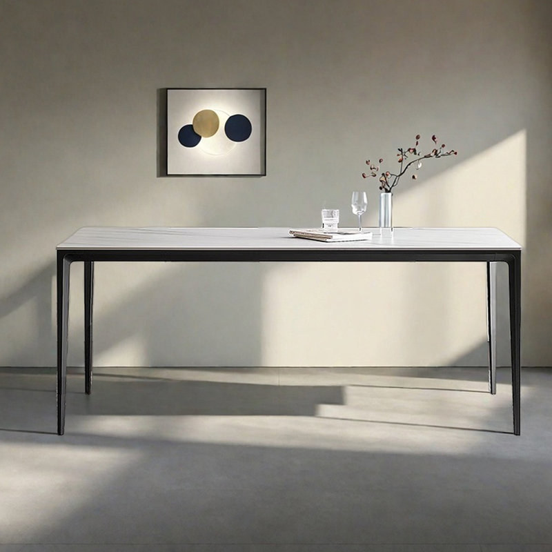 Table de salle à manger simple en pierre de style moderne, H 29,53 po x l 31,5 po x L 78,74 po
