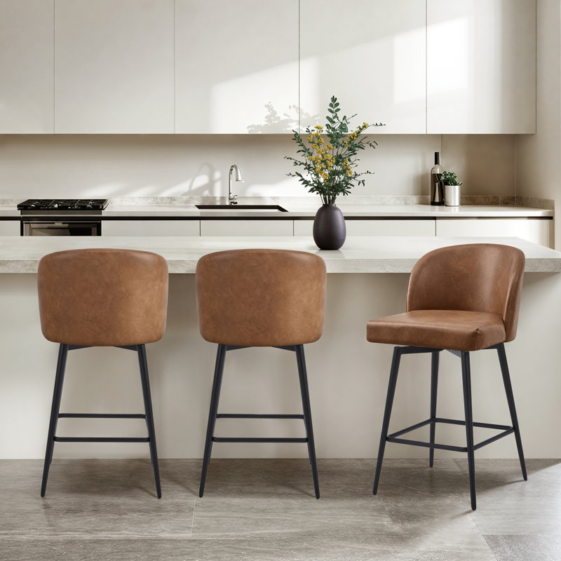 Tabouret de comptoir pivotant 27,1 po Benedit, Brun