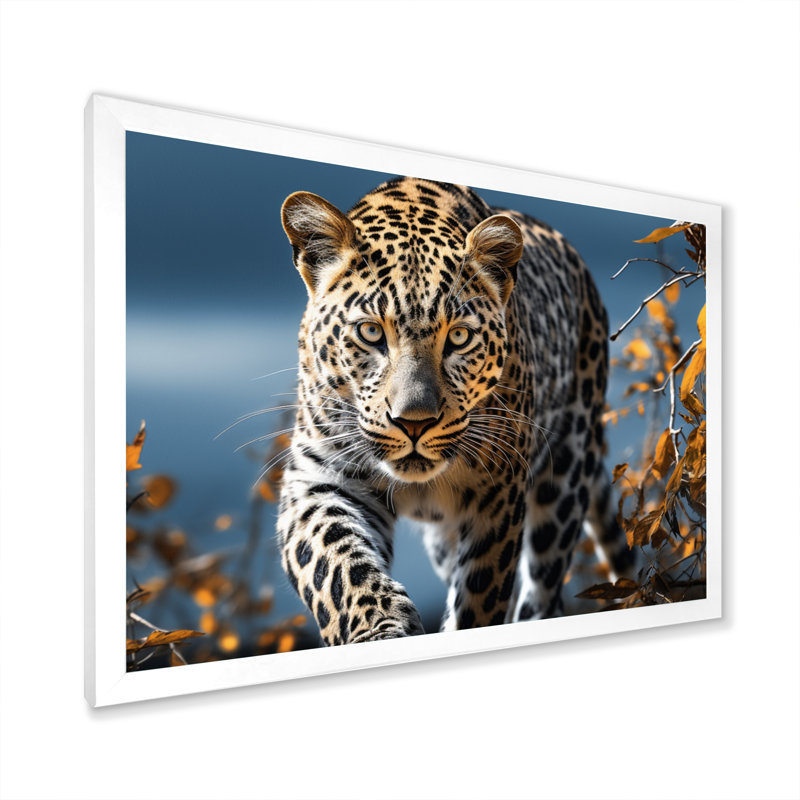 Leopard Sleek Leopard On Canvas Print, H 34 po x l 44 po x P 1,5 po, Cadre simple blanc