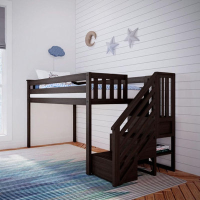  Lit mezzanine simple bas avec escalier Kittitas Kids