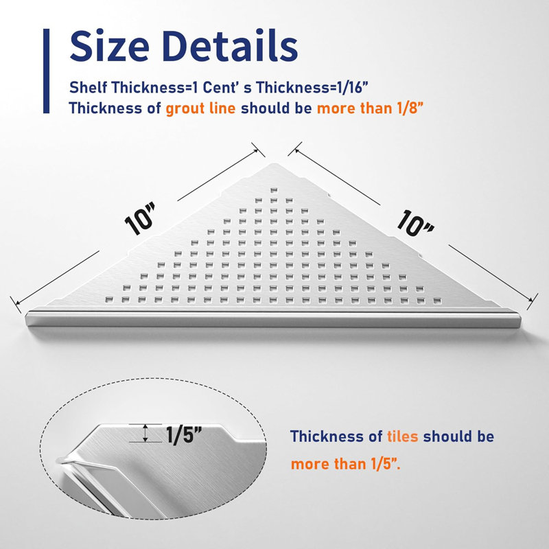 Tablette 10 "en acier inoxydable 304 brossé pour salle de bain