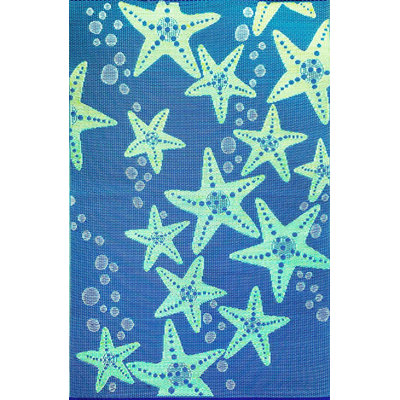 Tapis intérieur / extérieur bleu / vert bouclé / crocheté à la main