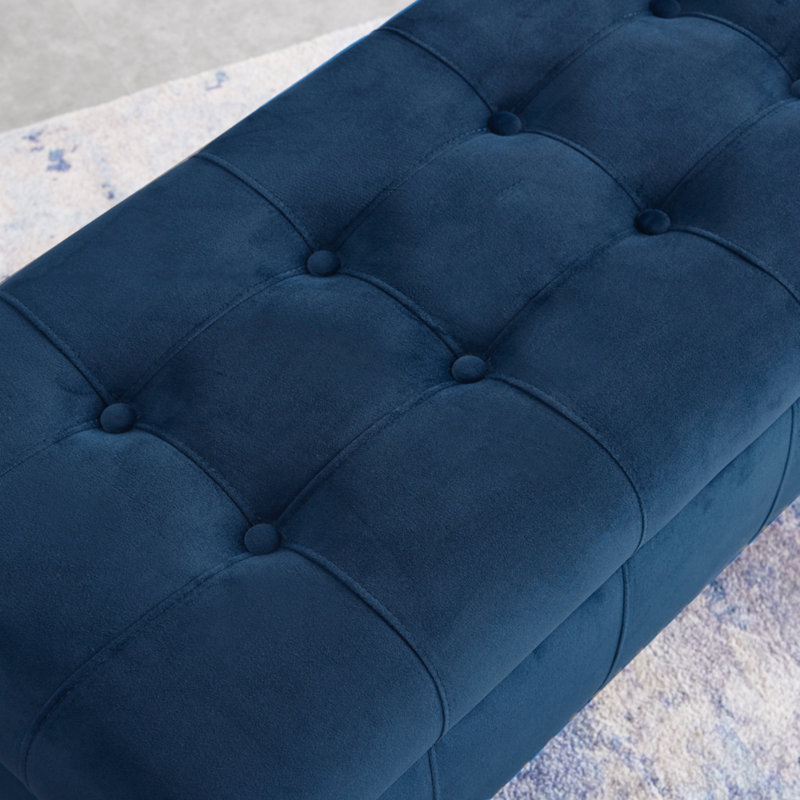 Repose-pieds avec rangement Noorlander, Doré, 100 % polyester bleu