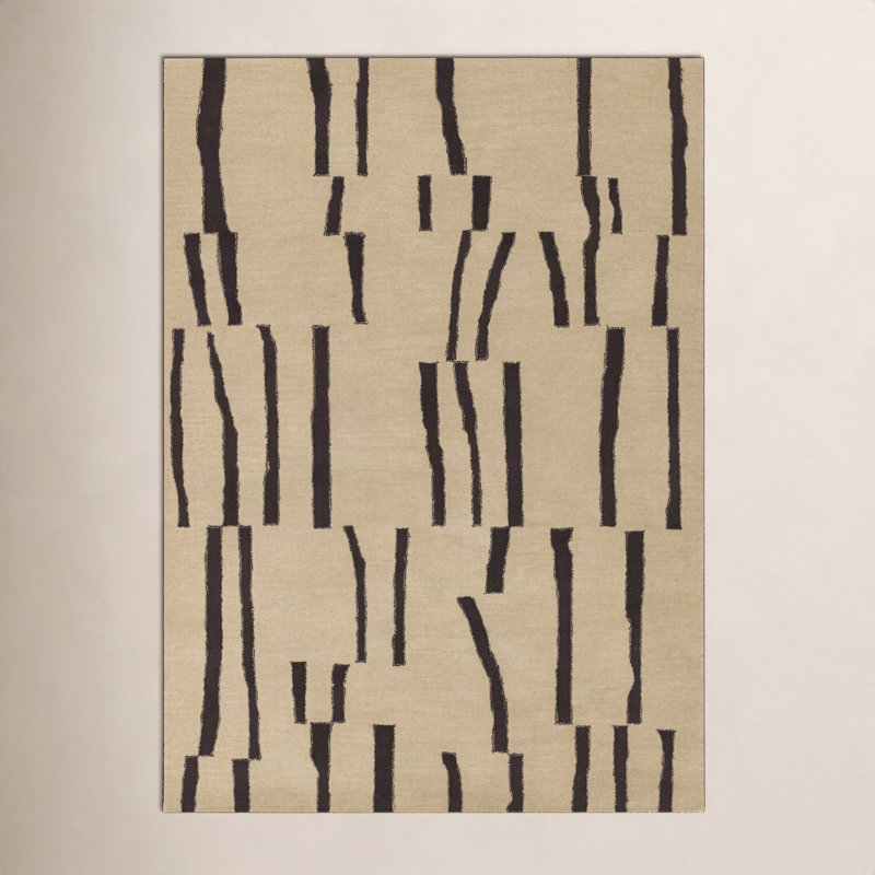 Austin Handmade Tufted Wool Ivory/Brown Area Rug, Rectangle 9' x 12'