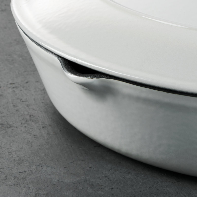 Tramontina 4 Qt. Enameled Cast Iron Round Gourmet Braiser with Lid, White
