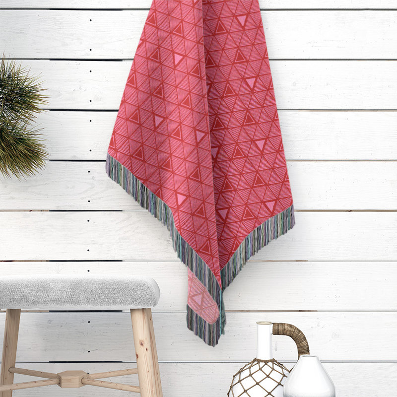 Hand Woven Throw Blanket, 60" W x 50" L, Red
