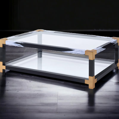 Sleek Clear Glass Coffee Table With Metal Structure And Functionality Contemporary 5mm Tempered Stylish