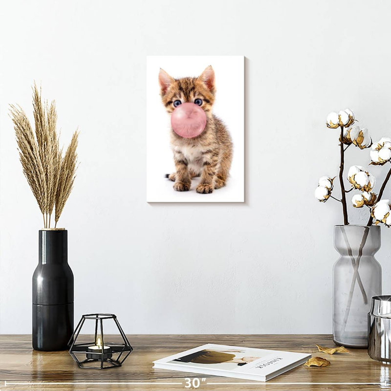 " Bubble Gum Kitten ", 8" H x 12" W x 1" D