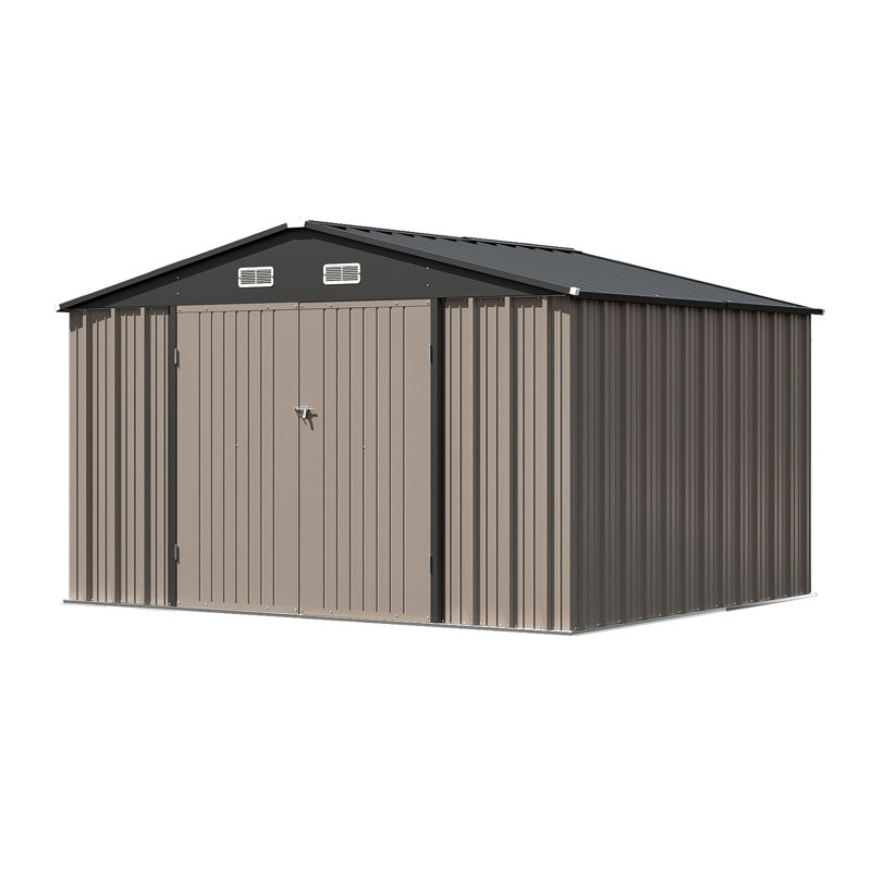 Remise de rangement en métal l 10 pi x P 8 pi, Gris / Blanc