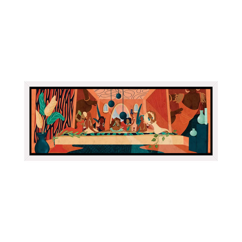 «Last Supper» - Impression panoramique, H 20 po x l 60 po x P 1,5 po, Toile encadrée, Blanc