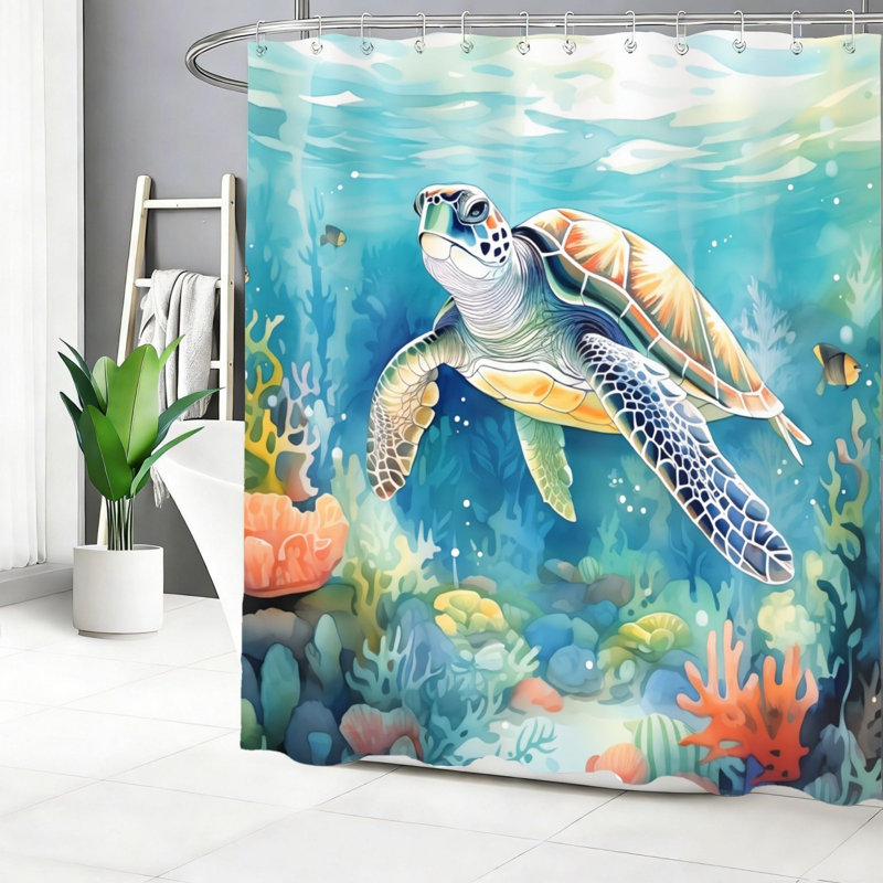 Rideau de douche aquarelle avec crochets de 72 po x 72 po Watercolor