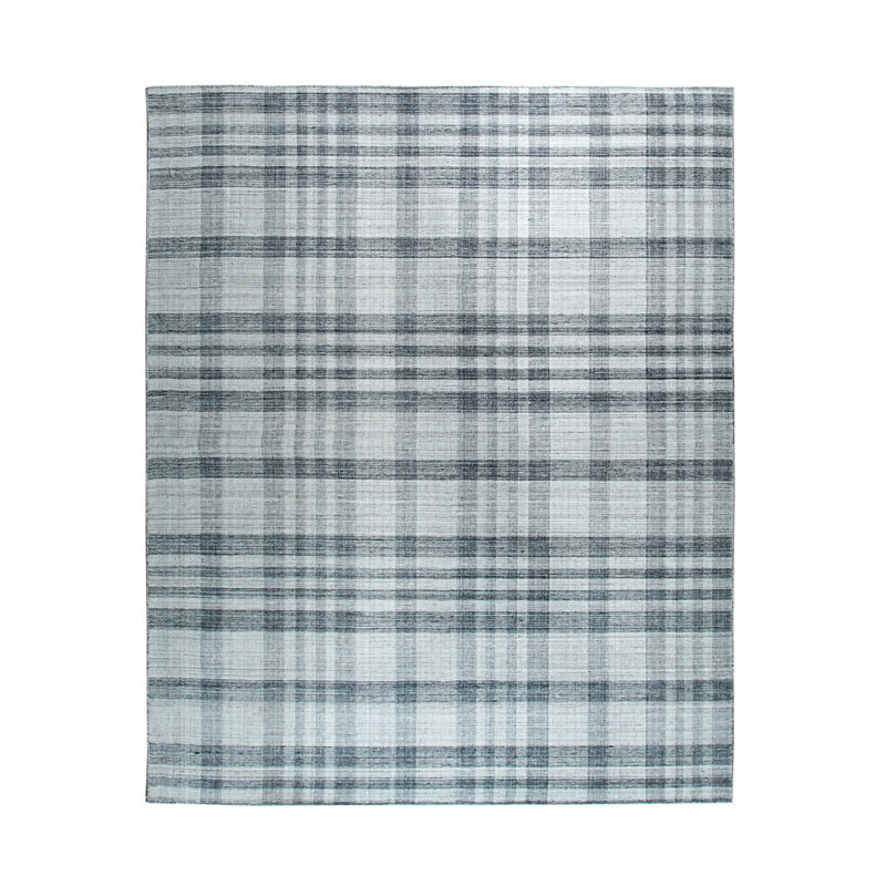 Zefram Stylish Gray Flatweave Wool Rug, Rectangle 8' x 10'