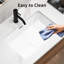 Lavabo de salle de bain rectangulaire encastré en céramique blanche 22 * 15 pouces, de haute qualité, minimaliste, finition lisse, trop-plein, installation facile, installation sous le comptoir pour meuble-lavabo d'une largeur de 15 pouces, longueur, cuisson,