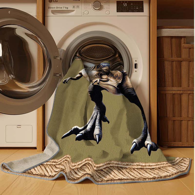 Tapis brun dinosaures lavable à la machine, Rectangulaire 7 pi x 10 pi