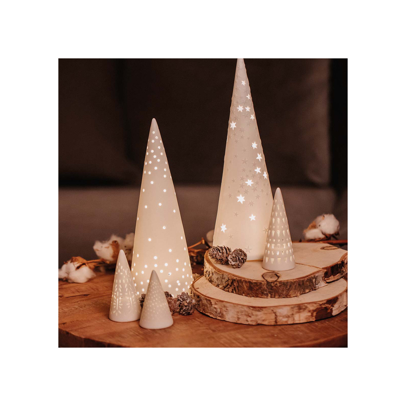 Light Forest LED Lit Porcelain Trees, 12.60" H x 4.30" W x 4.30" D
