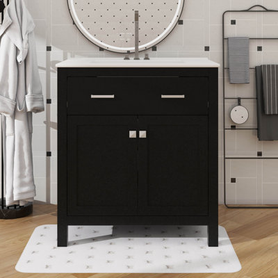 30 Inch Bathroom Vanity With Integrated Sink Combo, Equipped With A Tip Out Drawer