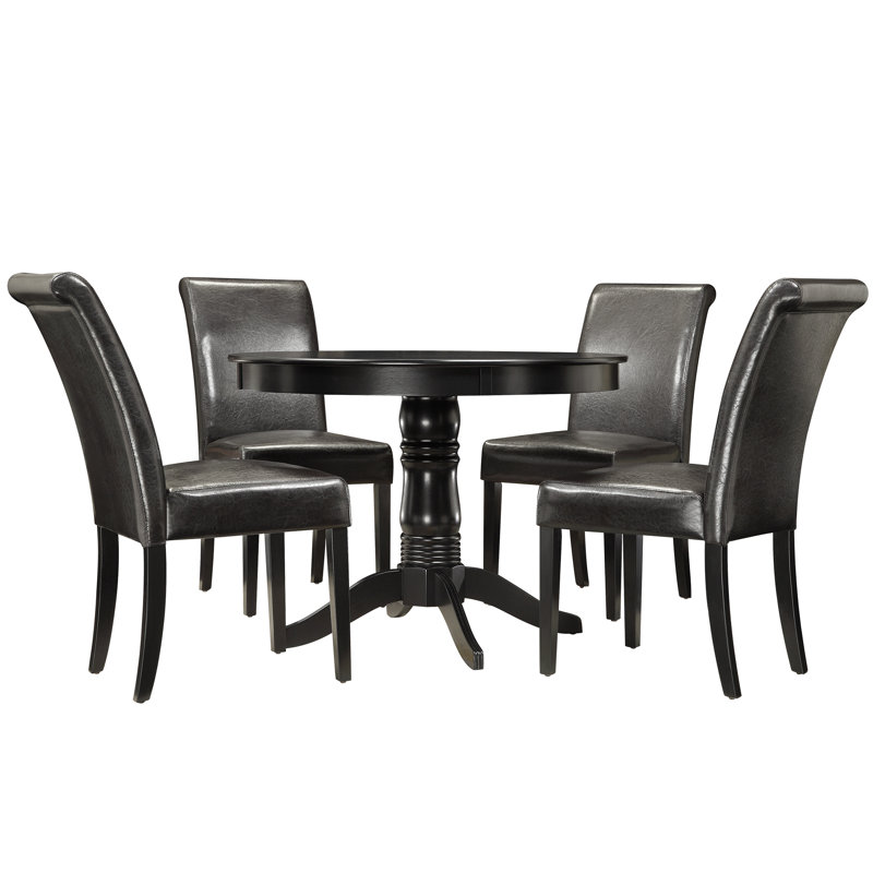 Alexa-Mae 4 - Person Pedestal Dining Set, Dark Brown