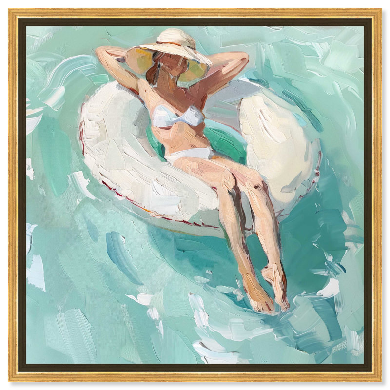 «Relaxation in the Sea», toile classique par Art Remedy, Cadre doré, H 21 po x l 21 po
